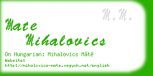 mate mihalovics business card